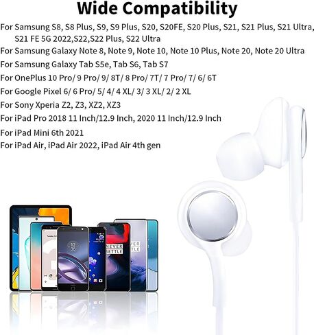 سماعات أذن USB C داخل الأذن من النوع C سماعات أذن سلكية مع ميكروفون صوت ستيريو هاي فاي وإلغاء الضوضاء متوافقة مع معظم واجهة سماعات الهواتف الذكية، أبيض in Saudi Arabia