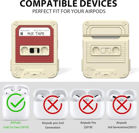 KOREDA Compatible with AirPods Case Cover with Cleaner Kit, Funny Cassette Tape Design Case for AirPod 1st/2nd Generation Charging Case, Cute Cartoon Silicone Protective Case for Apple AirPods in Saudi Arabia