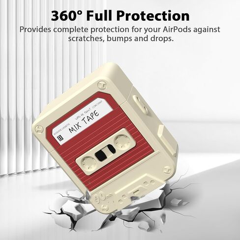 KOREDA Compatible with AirPods Case Cover with Cleaner Kit, Funny Cassette Tape Design Case for AirPod 1st/2nd Generation Charging Case, Cute Cartoon Silicone Protective Case for Apple AirPods in Saudi Arabia