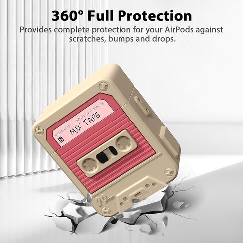 KOREDA Compatible with AirPods Case Cover with Cleaner Kit, Funny Cassette Tape Design Case for AirPod 1st/2nd Generation Charging Case, Cute Cartoon Silicone Protective Case for Apple AirPods in Kuwait