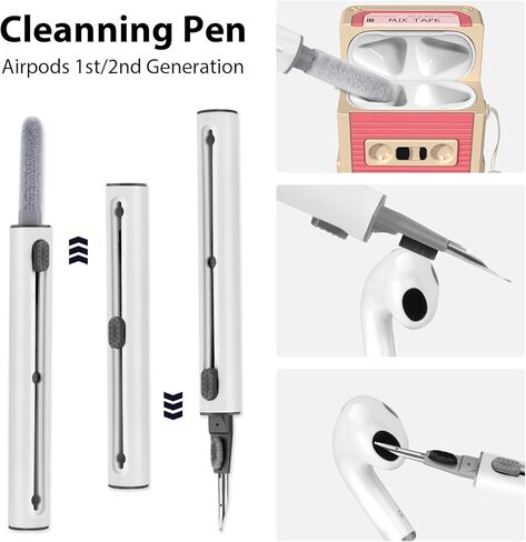 KOREDA Compatible with AirPods Case Cover with Cleaner Kit, Funny Cassette Tape Design Case for AirPod 1st/2nd Generation Charging Case, Cute Cartoon Silicone Protective Case for Apple AirPods in Kuwait