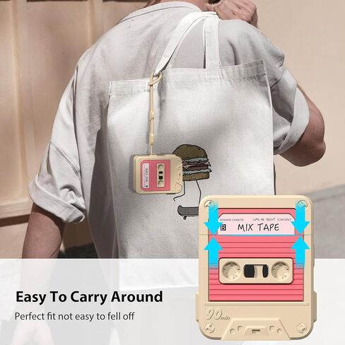 KOREDA Compatible with AirPods Case Cover with Cleaner Kit, Funny Cassette Tape Design Case for AirPod 1st/2nd Generation Charging Case, Cute Cartoon Silicone Protective Case for Apple AirPods in Kuwait