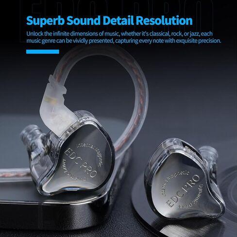 سماعات رأس KZ EDC Pro داخل الأذن، سماعات أذن سلكية HiFi Stereo IEM Dynamic Driver مع كابل قابل للفصل، سماعات أذن عازلة للضوضاء العميقة للمطربين والموسيقيين عشاق الصوت (OFC، Nomic) in Saudi Arabia