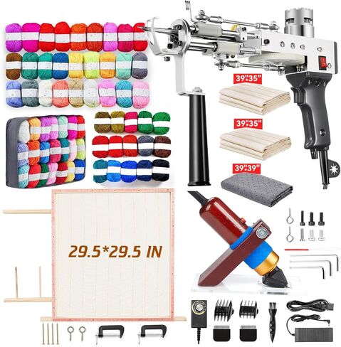 BESGEER 2024 Rug Tufting Gun Starter Kit with Frame with Carpet Trimmer - Rug Tufting Gun with Carpet Trimmer Kit with Tufting Frame, 2 in 1 Cut & Loop Pile Carpet Gun& Carpet Carving Clippers（Blue） in Kuwait
