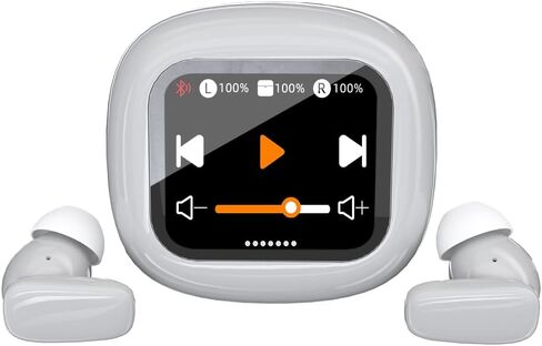 sunshot Bluetooth Earphones 5.4 Touch Smart Screen ENC Call Noise Earplugs,ANC Noise Cancellation HiFi Earphone 68H Playtime Multifunctional Audio Earphones (White). in Saudi Arabia
