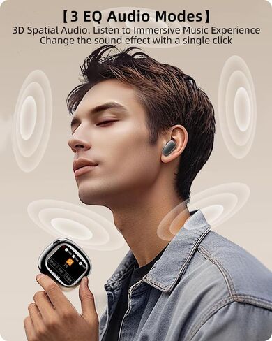 sunshot Bluetooth Earphones 5.4 Touch Smart Screen ENC Call Noise Earplugs,ANC Noise Cancellation HiFi Earphone 68H Playtime Multifunctional Audio Earphones (White). in Saudi Arabia