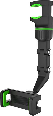 JacobsParts Rearview Mirror Phone Holder for Car, Rotatable and Retractable Phone Holder Mount for iPhone and Samsung - Universally Compatible with All Android Phones, Gray in Saudi Arabia