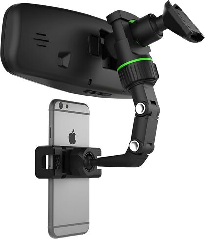 JacobsParts Rearview Mirror Phone Holder for Car, Rotatable and Retractable Phone Holder Mount for iPhone and Samsung - Universally Compatible with All Android Phones, Gray in Saudi Arabia