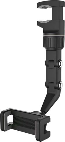 JacobsParts Rearview Mirror Phone Holder for Car, Rotatable and Retractable Phone Holder Mount for iPhone and Samsung - Universally Compatible with All Android Phones, Gray in Saudi Arabia