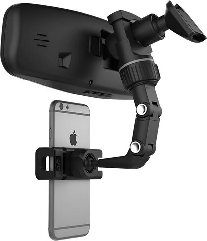 JacobsParts Rearview Mirror Phone Holder for Car, Rotatable and Retractable Phone Holder Mount for iPhone and Samsung - Universally Compatible with All Android Phones, Gray in Saudi Arabia
