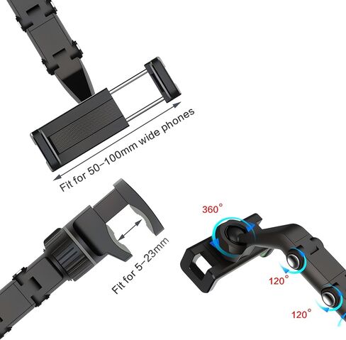JacobsParts Rearview Mirror Phone Holder for Car, Rotatable and Retractable Phone Holder Mount for iPhone and Samsung - Universally Compatible with All Android Phones, Gray in Saudi Arabia