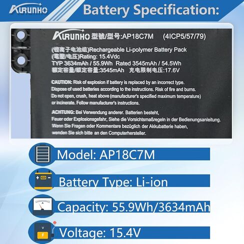 AP18C7M Laptop Battery Replacement ACER SF313-52, SF313-53, SF514-55T Spin 5 SP513-54N, SP513-55N,Swift 5 SF514-54GT,SF514-54T,SF514-55GT, SF514-55T,ConceptD 3 CN315-72 Series 55.9Wh in Saudi Arabia