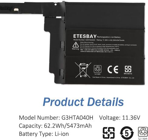 G3HTA038H Laptop Battery Replacement for Microsoft Surface Pro 5th Model 1796/2017 Surface Pro 6 Model 1807/1809/1796/2018 Core i5 i7 m3 FJU-00001 FKG-00001 FKJ-00001 Series DYNM02 with Tools in Saudi Arabia