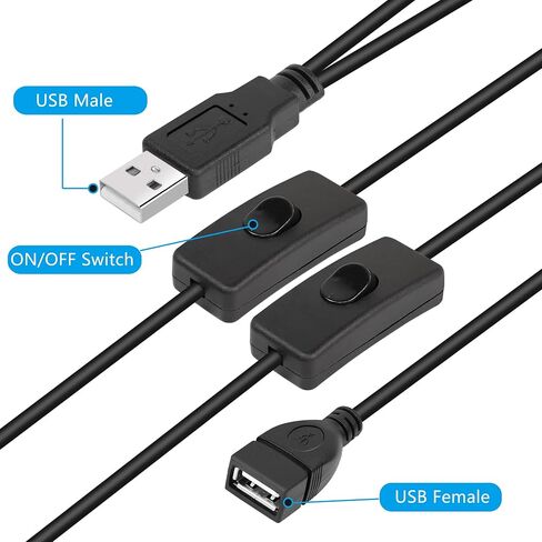 PNGKNYOCN Short USB Splitter with Switch,USB 2.0 1 Male to 2 Female Data&Charger Y Splitter Extension Cable (30cm) in Saudi Arabia