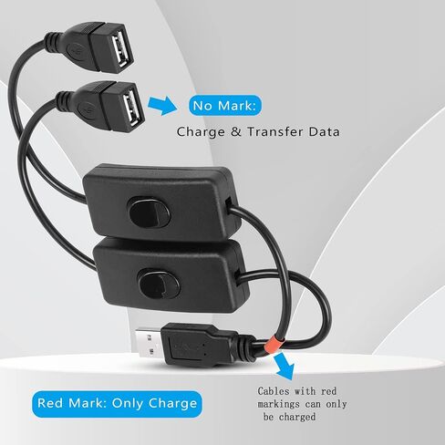 PNGKNYOCN Short USB Splitter with Switch,USB 2.0 1 Male to 2 Female Data&Charger Y Splitter Extension Cable (30cm) in Saudi Arabia
