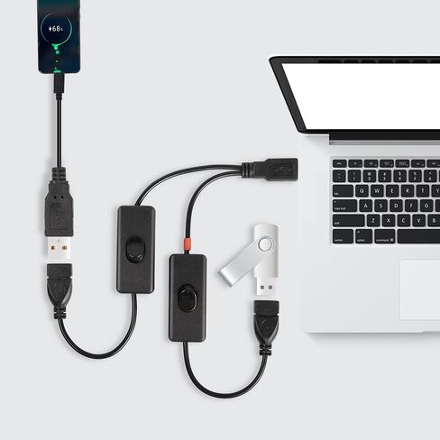 PNGKNYOCN Short USB Splitter with Switch,USB 2.0 1 Male to 2 Female Data&Charger Y Splitter Extension Cable (30cm) in Saudi Arabia