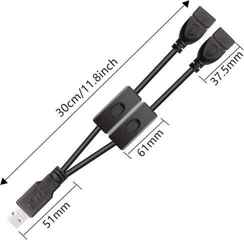 PNGKNYOCN Short USB Splitter with Switch,USB 2.0 1 Male to 2 Female Data&Charger Y Splitter Extension Cable (30cm) in Saudi Arabia