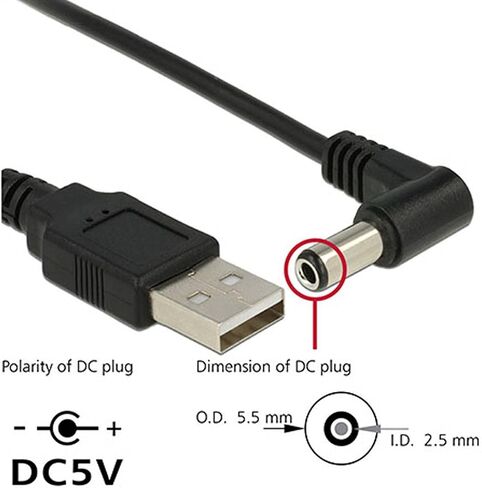 Chenyang USB 2.0 Type A Male to 5.5 x 2.5mm DC 5V Power Plug Barrel Connector Charge Cable 80cm in Saudi Arabia