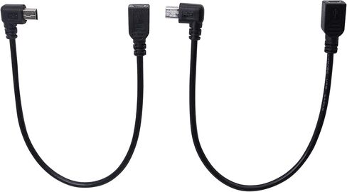 CERRXIAN 9Inch Mini USB Cable Combo Mini USB Female to Right Angle & Left Angle Male Data Sync and Charge Extension Cable (Black)(2-Pack) RL in Saudi Arabia