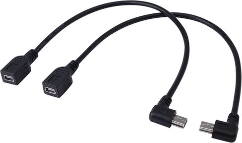 CERRXIAN 9Inch Mini USB Cable Combo Mini USB Female to Right Angle & Left Angle Male Data Sync and Charge Extension Cable (Black)(2-Pack) RL in Saudi Arabia