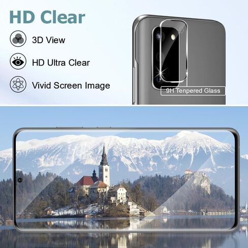 3+2 Pack Galaxy S20 Plus Screen Protector+Camera lens film 9H Hardness Tempered Glass Screen Protector Bubble-Free, Easy Installation,Compatible Fingerprint Unlock,for Samsung Galaxy S20 Plus 6.7 Inch in Kuwait