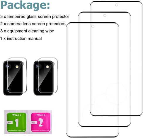 3+2 Pack Galaxy S20 Plus Screen Protector+Camera lens film 9H Hardness Tempered Glass Screen Protector Bubble-Free, Easy Installation,Compatible Fingerprint Unlock,for Samsung Galaxy S20 Plus 6.7 Inch in Kuwait