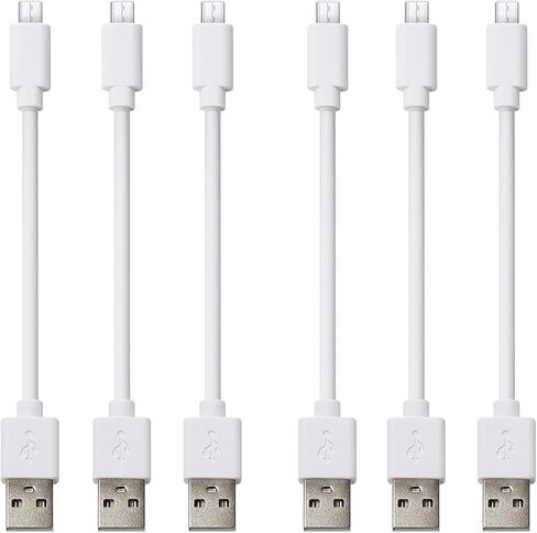كابل Micro USB قصير (6 عبوات بطول 1 قدم أبيض)، سلك شاحن هاتف Android، كابلات بيانات شحن ومزامنة عالية السرعة لمحطة الشحن والهواتف الذكية وبنك الطاقة والمزيد in Saudi Arabia