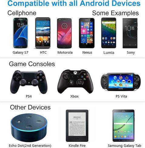 كابل Micro USB قصير (6 عبوات بطول 1 قدم أبيض)، سلك شاحن هاتف Android، كابلات بيانات شحن ومزامنة عالية السرعة لمحطة الشحن والهواتف الذكية وبنك الطاقة والمزيد in Saudi Arabia