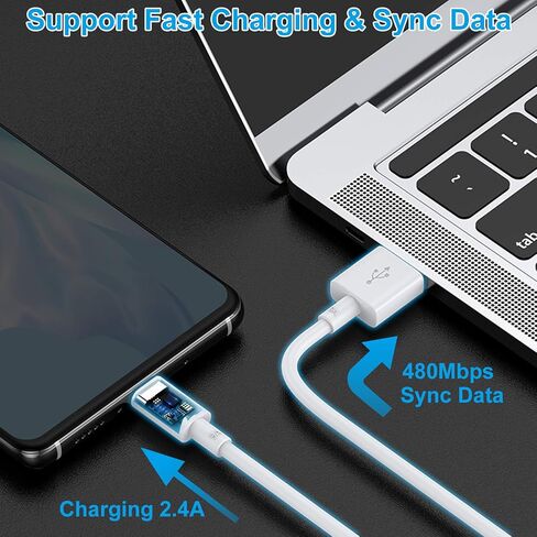 كابل Micro USB قصير (6 عبوات بطول 1 قدم أبيض)، سلك شاحن هاتف Android، كابلات بيانات شحن ومزامنة عالية السرعة لمحطة الشحن والهواتف الذكية وبنك الطاقة والمزيد in Saudi Arabia