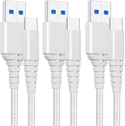 كابل شحن USB طويل من النوع C بطول 10 أقدام مكون من 3 قطع لهاتف Samsung Galaxy A53 5G/A23 A33 A54/A52 A52S/A42 A32/A51 A71 A12 A13 A14 A21 A20 A11 A10E A03S A02S A04S، REVVL 6 5G/6 Pro 5G، 3A شحن سريع in Kuwait