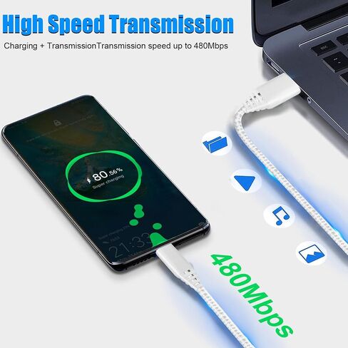 كابل شحن USB طويل من النوع C بطول 10 أقدام مكون من 3 قطع لهاتف Samsung Galaxy A53 5G/A23 A33 A54/A52 A52S/A42 A32/A51 A71 A12 A13 A14 A21 A20 A11 A10E A03S A02S A04S، REVVL 6 5G/6 Pro 5G، 3A شحن سريع in Kuwait