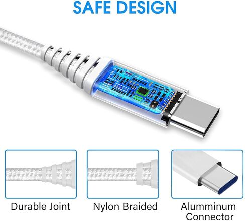 كابل شحن USB طويل من النوع C بطول 10 أقدام مكون من 3 قطع لهاتف Samsung Galaxy A53 5G/A23 A33 A54/A52 A52S/A42 A32/A51 A71 A12 A13 A14 A21 A20 A11 A10E A03S A02S A04S، REVVL 6 5G/6 Pro 5G، 3A شحن سريع in Kuwait