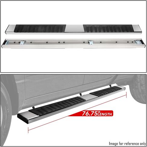 DNA MOTORING 6.75 بوصة لوحات تشغيل جانبية واسعة من الفولاذ المقاوم للصدأ متوافقة مع 19-23 Ram 1500 Crew Cab 4Dr، كروم/أسود، STEPB-A-0025 in Saudi Arabia