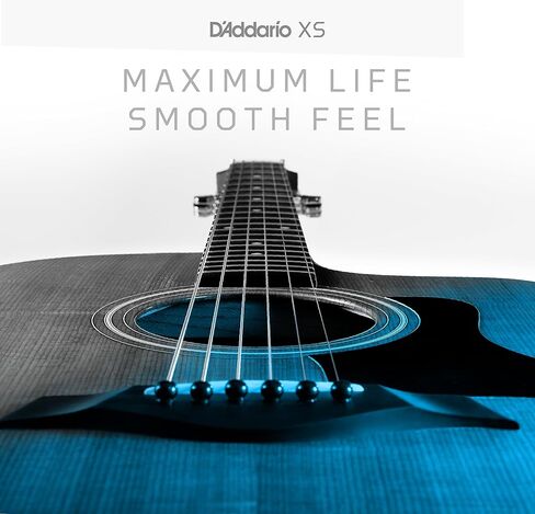 D'Addario Guitar Strings - XS Phosphor Bronze Coated Acoustic Guitar Strings - XSAPB12554 - Maximum Life with Smooth Feel & Exceptional Tone - For 6 String Guitars - 12.5-54, Light Plus in Kuwait