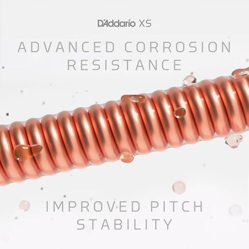 D'Addario Guitar Strings - XS Phosphor Bronze Coated Acoustic Guitar Strings - XSAPB12554 - Maximum Life with Smooth Feel & Exceptional Tone - For 6 String Guitars - 12.5-54, Light Plus in Kuwait