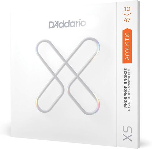 D'Addario Guitar Strings - XS Phosphor Bronze Coated Acoustic Guitar Strings - XSAPB12554 - Maximum Life with Smooth Feel & Exceptional Tone - For 6 String Guitars - 12.5-54, Light Plus in Kuwait