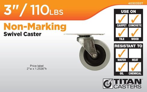 Titan 5" Thermoplastic Rubber (TPR) Swivel Caster, 350-lb. capacity, Gray in Saudi Arabia