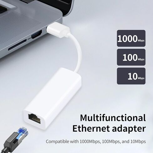 Coolden USB to Ethernet Adapter for Laptop Ethernet to USB Adapter USB 2.0 to RJ45 10/100/1000 Mbps USB Network Adapter Driver Free & Portable Supporting Window/Mac OS, Surface Pro/Linux (White) in Kuwait