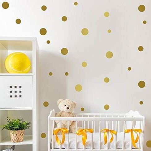 Assorted Sizes 268 PCS Removable Matte Gold Polka Dot Mix Wall Decals for Kids Room Decoration +"Dots, Polka"+"Stickers"+"Easy to Peel Easy to Stick" + Metallic Vinyl Decor by BUGYBAGY (Gold) in Saudi Arabia