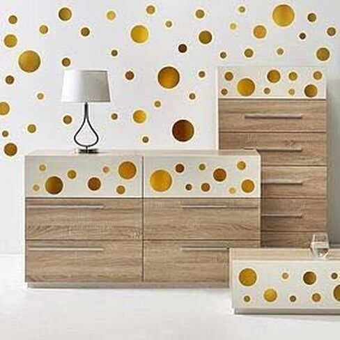 Assorted Sizes 268 PCS Removable Matte Gold Polka Dot Mix Wall Decals for Kids Room Decoration +"Dots, Polka"+"Stickers"+"Easy to Peel Easy to Stick" + Metallic Vinyl Decor by BUGYBAGY (Gold) in Saudi Arabia