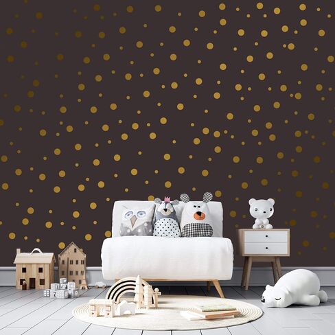 Assorted Sizes 268 PCS Removable Matte Gold Polka Dot Mix Wall Decals for Kids Room Decoration +"Dots, Polka"+"Stickers"+"Easy to Peel Easy to Stick" + Metallic Vinyl Decor by BUGYBAGY (Gold) in Saudi Arabia