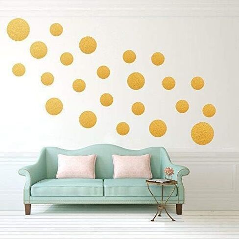 Assorted Sizes 268 PCS Removable Matte Gold Polka Dot Mix Wall Decals for Kids Room Decoration +"Dots, Polka"+"Stickers"+"Easy to Peel Easy to Stick" + Metallic Vinyl Decor by BUGYBAGY (Gold) in Saudi Arabia