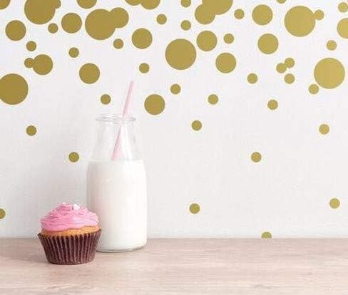 Assorted Sizes 268 PCS Removable Matte Gold Polka Dot Mix Wall Decals for Kids Room Decoration +"Dots, Polka"+"Stickers"+"Easy to Peel Easy to Stick" + Metallic Vinyl Decor by BUGYBAGY (Gold) in Saudi Arabia