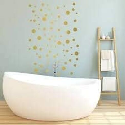 Assorted Sizes 268 PCS Removable Matte Gold Polka Dot Mix Wall Decals for Kids Room Decoration +"Dots, Polka"+"Stickers"+"Easy to Peel Easy to Stick" + Metallic Vinyl Decor by BUGYBAGY (Gold) in Saudi Arabia