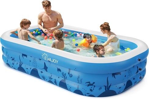 Inflatable Swimming Pools, 119'' x 72'' x 20'' Blow Up Swimming Pools, Kiddie Pool Large Size Thickened Blow Up Swimming Pools Play Center for Kids Children Family Outdoor Garden Backyard in Saudi Arabia
