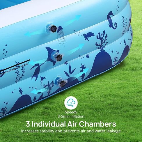 Inflatable Swimming Pools, 119'' x 72'' x 20'' Blow Up Swimming Pools, Kiddie Pool Large Size Thickened Blow Up Swimming Pools Play Center for Kids Children Family Outdoor Garden Backyard in Saudi Arabia