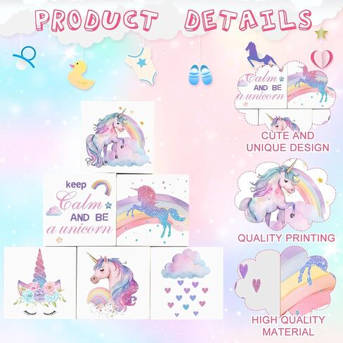 Kigley 6 Pcs Nursery Decor for Girls and Boys Nursery Decor Watercolor Shelf Decor for Bedroom Playroom Gifts(Unicorn) in Saudi Arabia
