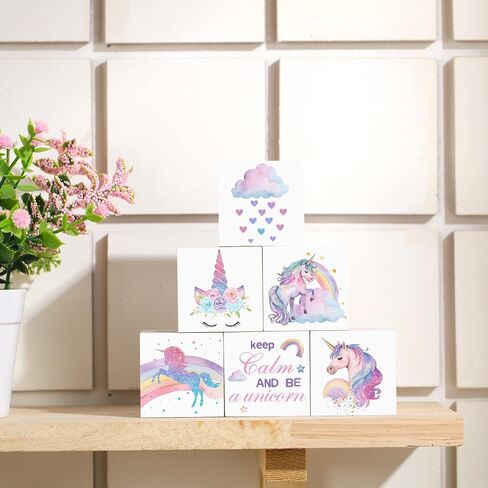 Kigley 6 Pcs Nursery Decor for Girls and Boys Nursery Decor Watercolor Shelf Decor for Bedroom Playroom Gifts(Unicorn) in Saudi Arabia