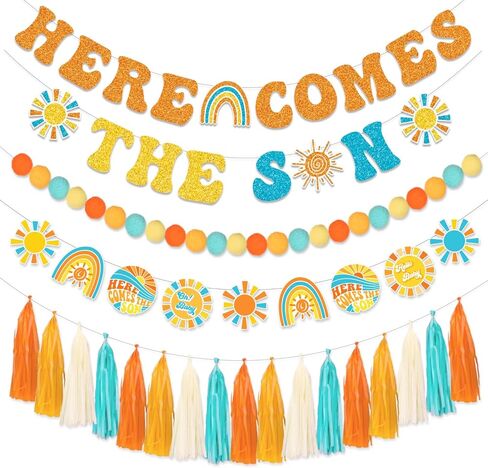 Daisy Garland for Decoration, Groovy Boho Party Garland Decoration Include Daisy Garland Party Tassel Colorful Pom Pom Banner, Daisy Party Decorations Supplies in Saudi Arabia
