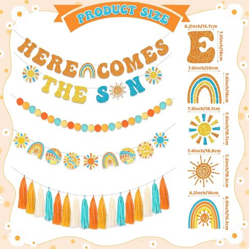 Daisy Garland for Decoration, Groovy Boho Party Garland Decoration Include Daisy Garland Party Tassel Colorful Pom Pom Banner, Daisy Party Decorations Supplies in Saudi Arabia